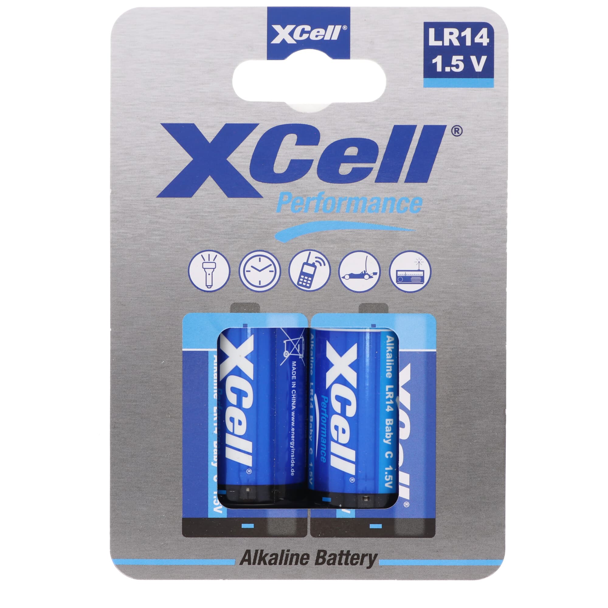 Pile XCell Alcaline Baby, C, LR14, emballage écologique, 1,5V, blister de 2