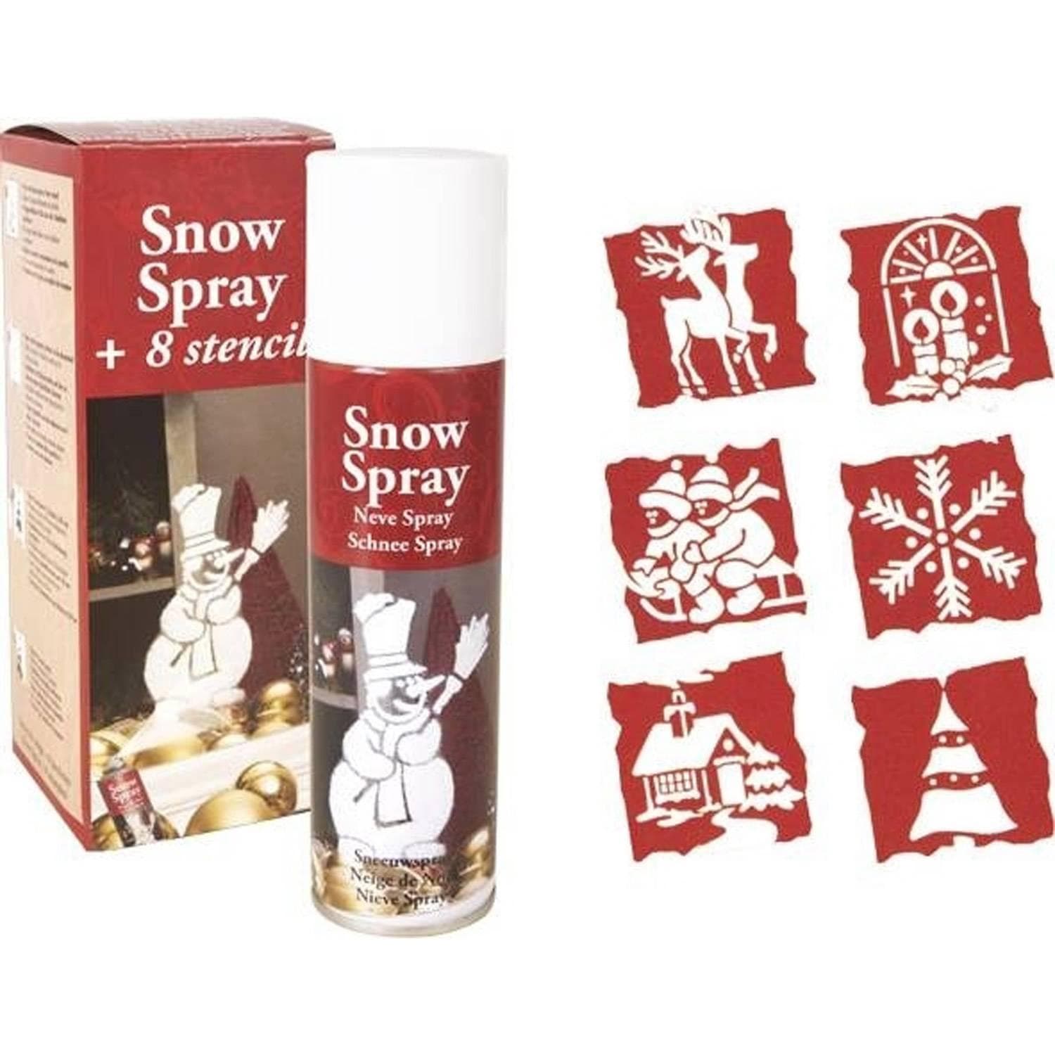 Bombe à neige artificielle 150ml avec pochoirs