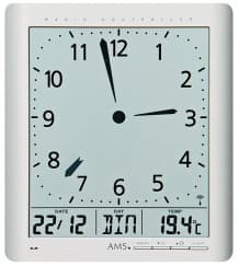 Horloge murale digitale radio-pilotée aiguilles digitales couleur : Blanc