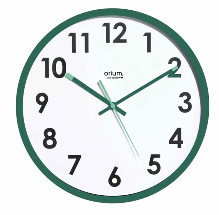 Pendule murale silencieuse verte en plastique