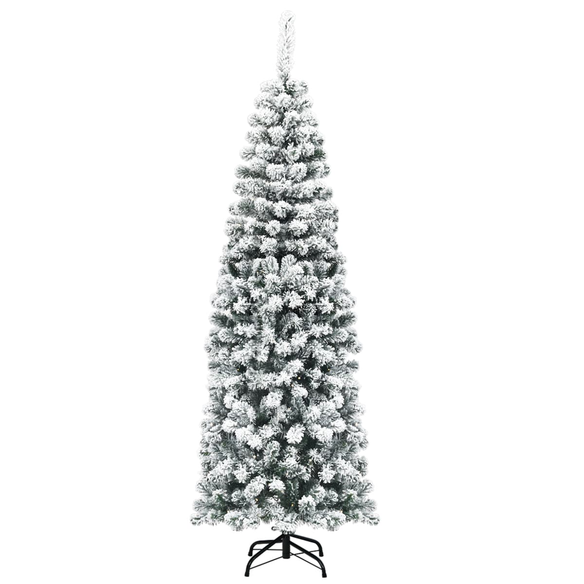 CostwaySapin de Noël Artificiel à Flocons de Neige 180CM avec Aiguilles en PVC Support Métal Pliable Décoration de Maison Magasins