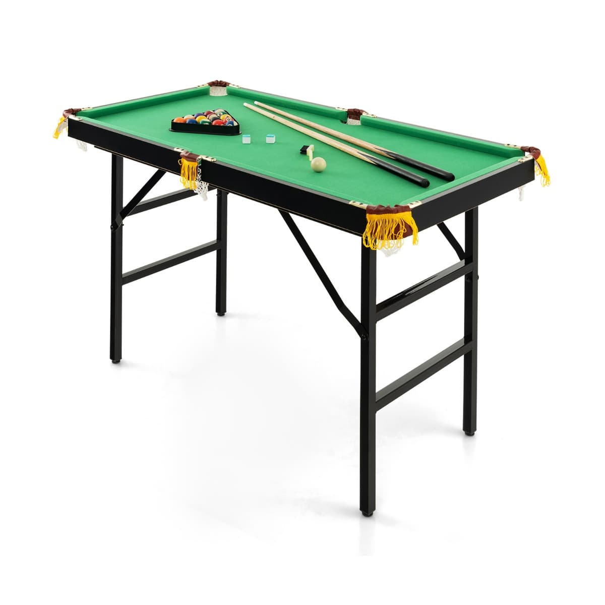 CostwayTable de Billard Pliable 122 Cm avec Ensemble D'accessoires Table de Jeu Billard Portable avec 2 Queues 2 Craies 16 Boules Vert