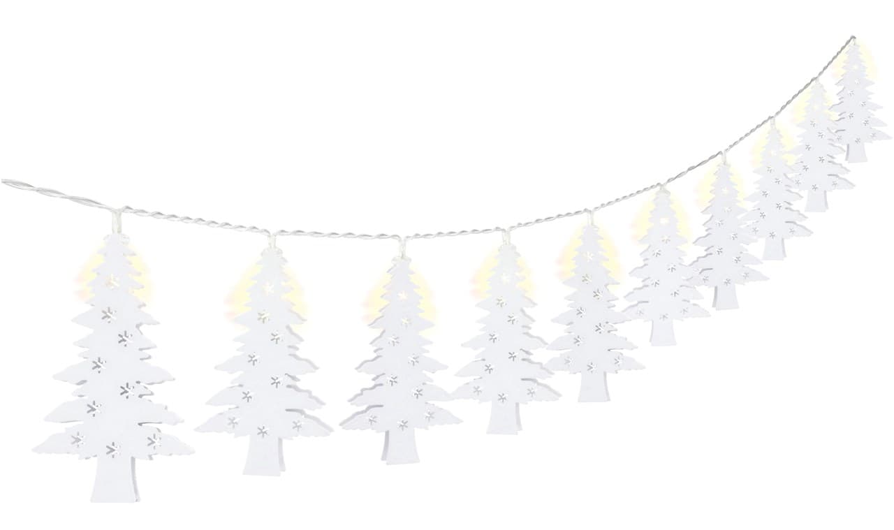 Chaîne lumineuse LED Goobay 10 "Sapin de Noël" - avec fonction minuterie, blanc chaud (3000 K), à piles