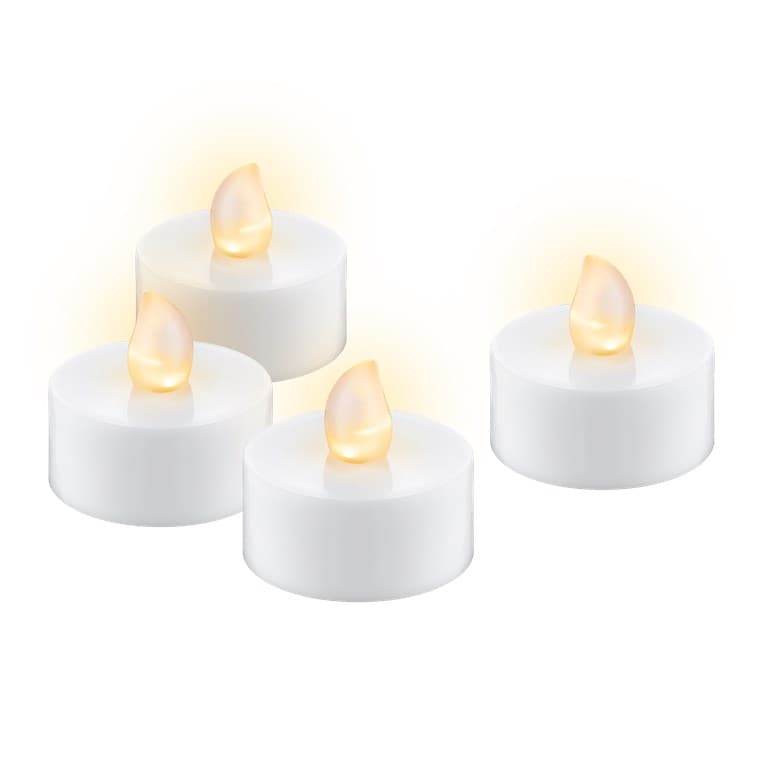 Lot de 4 bougies chauffe-plat LED Goobay avec minuterie, blanc