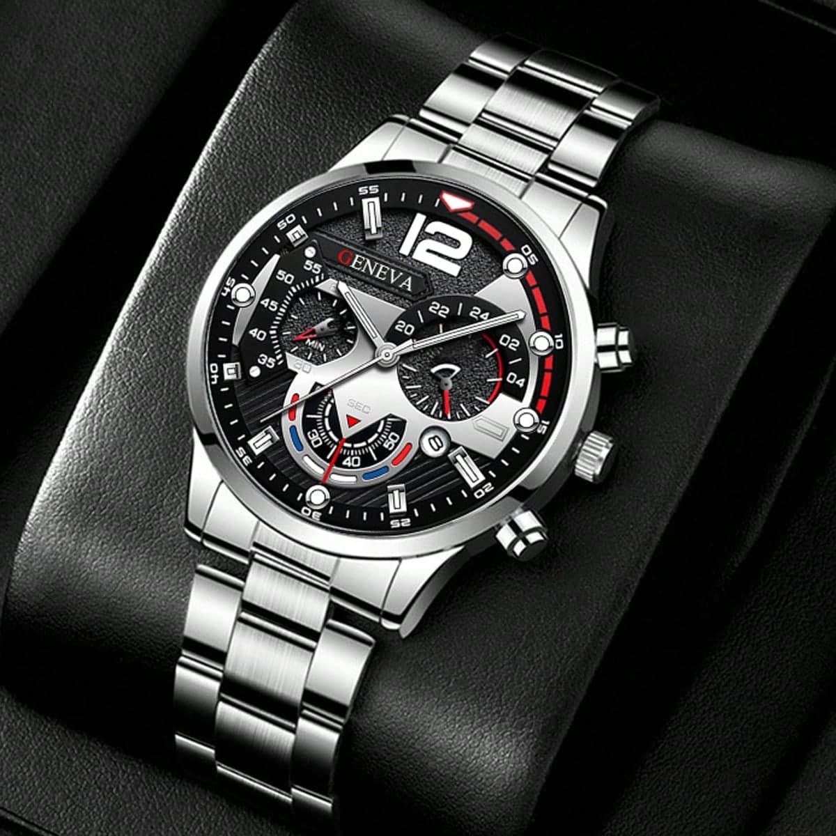 Montre à quartz pour hommes, business simple, haut de gamme, avec calendrier numérique et bracelet en acier allié, montre pour hommes