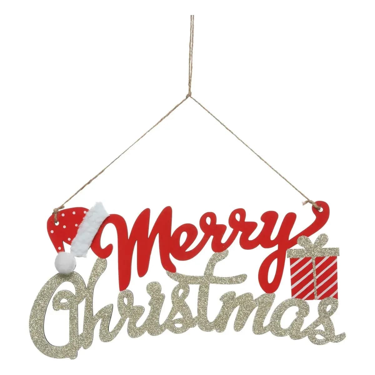 Suspension Pancarte Merry Christmas 30cm Multicolore