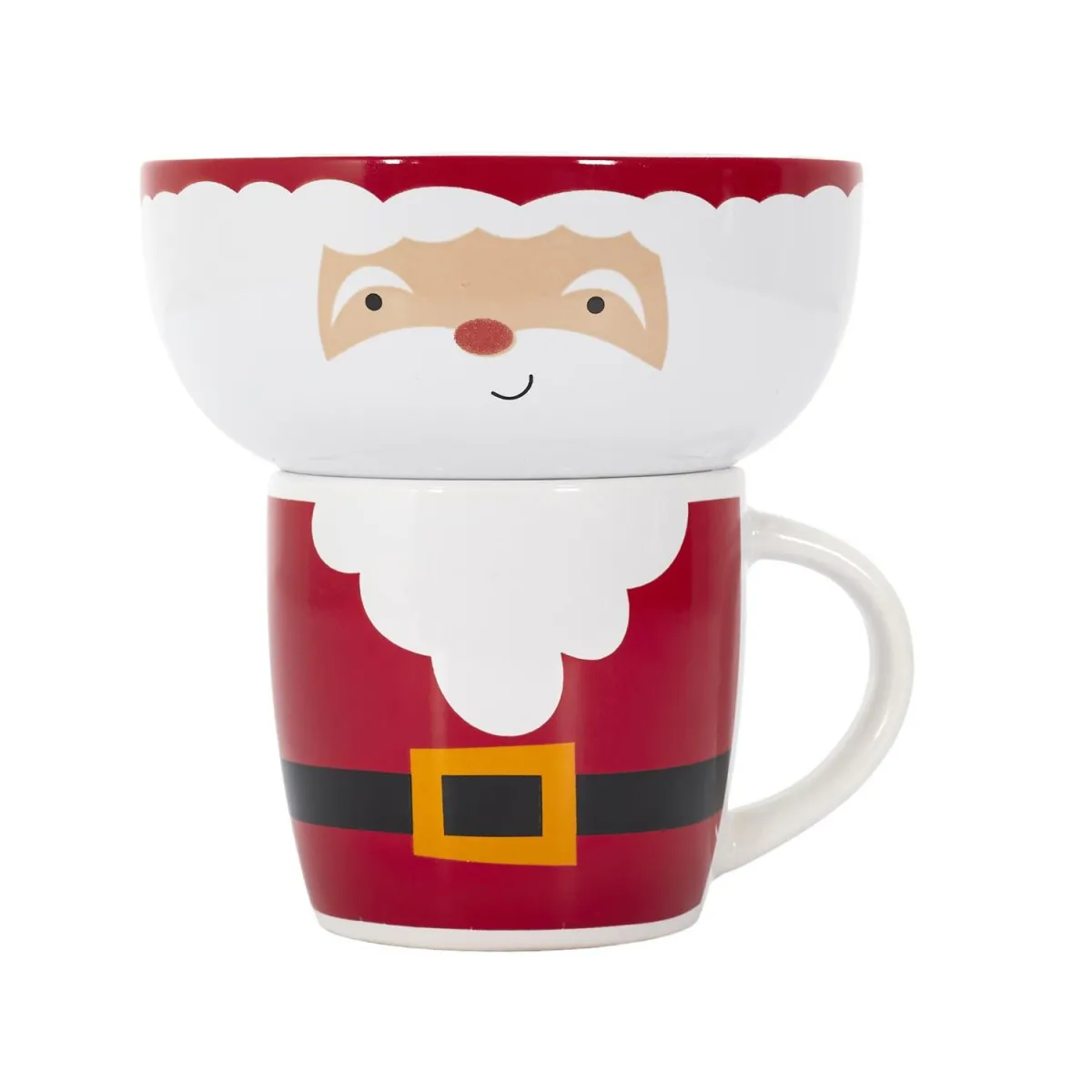 Bol & Mug de Noël Santa 14cm Rouge