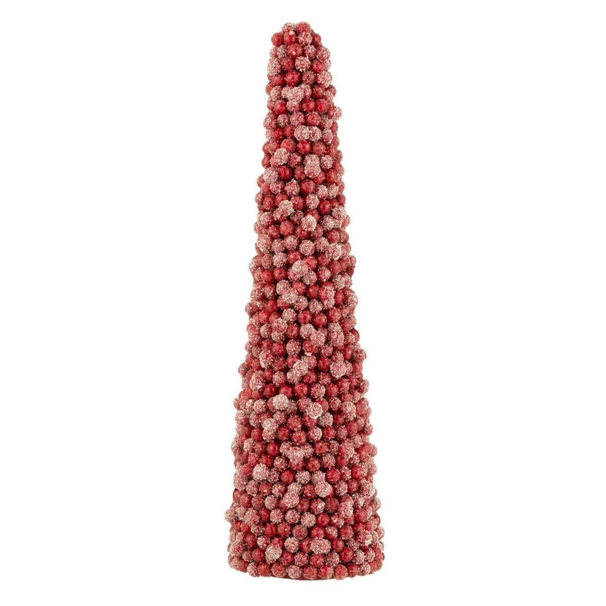 Cône de Noël Déco Baies 61cm Rouge