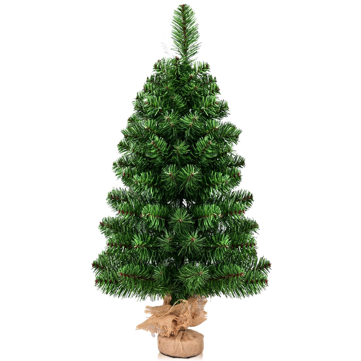 CostwayMini Sapin de Noël Artificiel de Table H90CM en PVC 96 Branches Arbre de Noël Epicéa à Piles